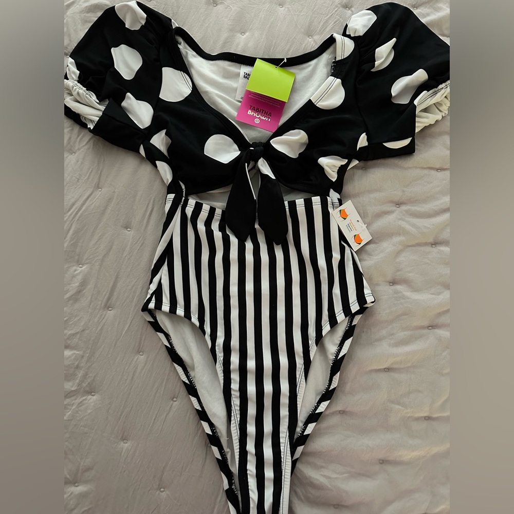 Black and white swimsuit